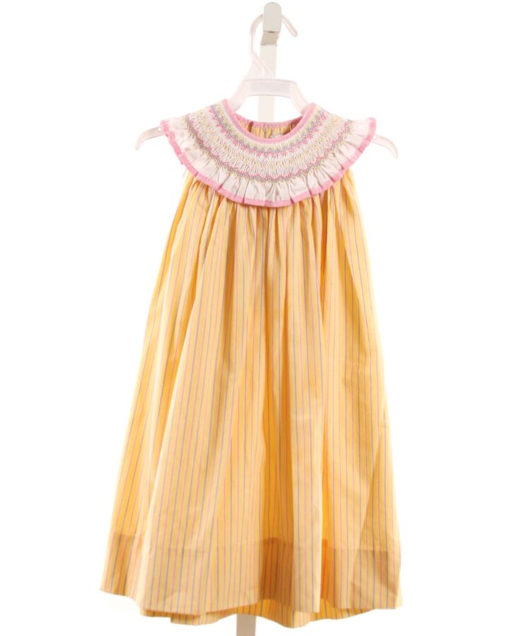 BEBE MIGNON  YELLOW  STRIPED SMOCKED DRESS