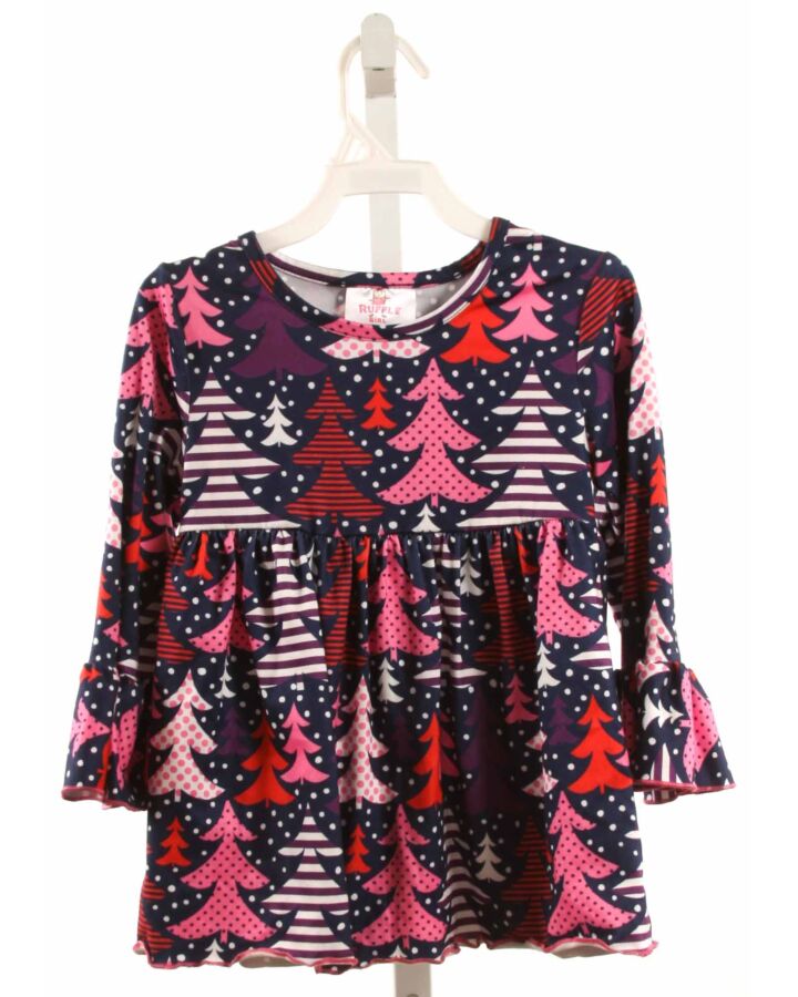 RUFFLE GIRL  PINK  PRINT  KNIT SS SHIRT