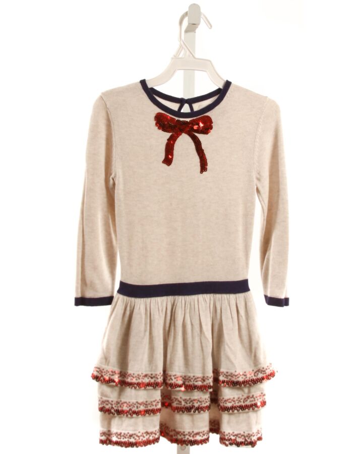 MINI BODEN  IVORY    KNIT DRESS WITH SEQUINS