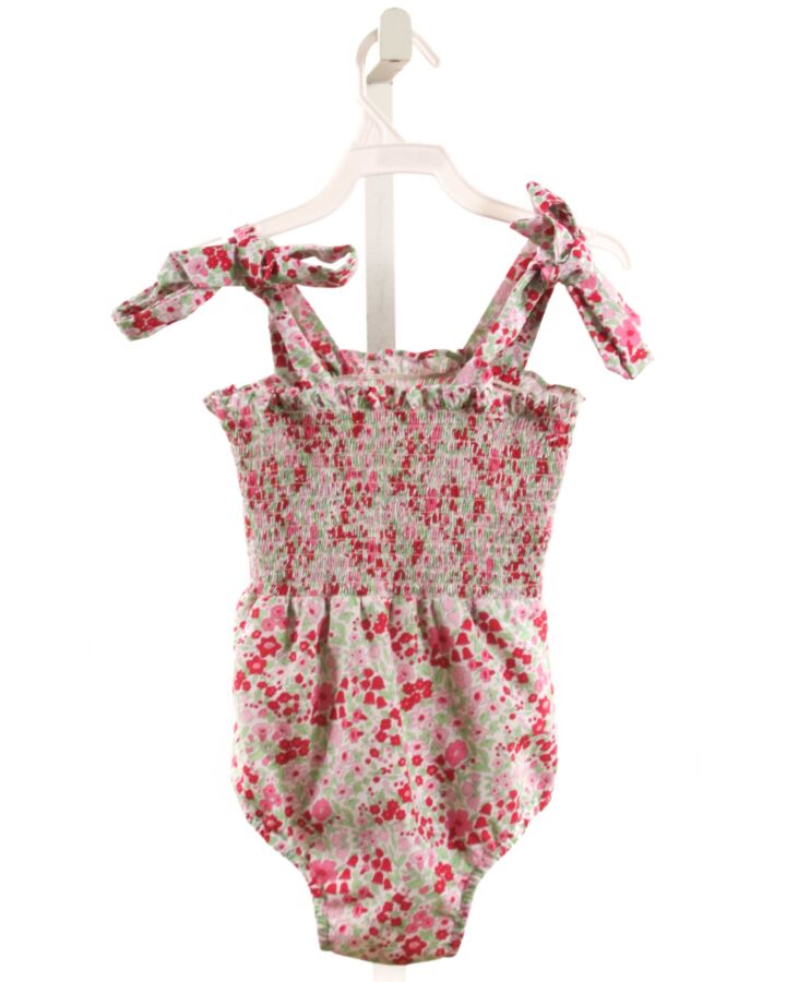 CECIL & LOU  HOT PINK  FLORAL SMOCKED 1-PIECE SWIMSUIT