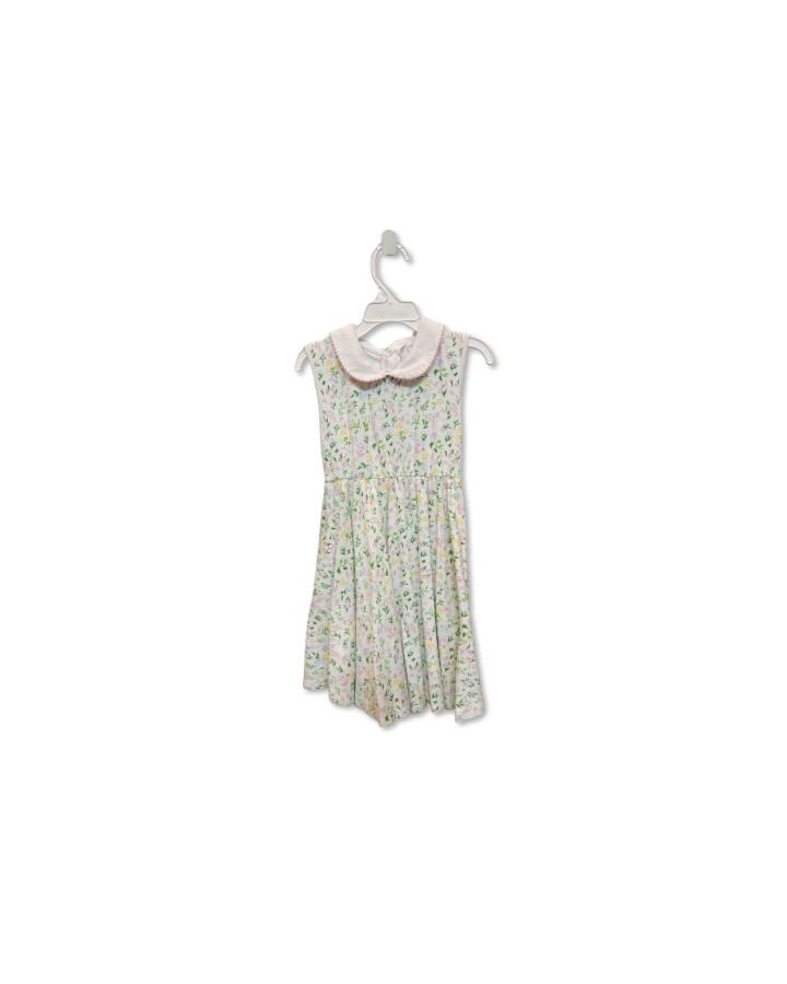 THE PROPER PEONY  WHITE  FLORAL  KNIT DRESS WITH PICOT STITCHING