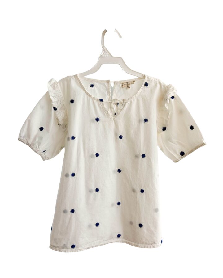 HAYDEN GIRLS  WHITE   EMBROIDERED SHIRT-SS WITH RUFFLE