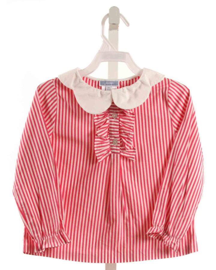 JACADI  HOT PINK  STRIPED  SHIRT-LS WITH RUFFLE