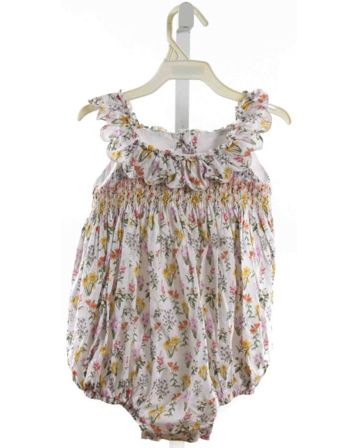 DONDOLO  WHITE  FLORAL SMOCKED BUBBLE