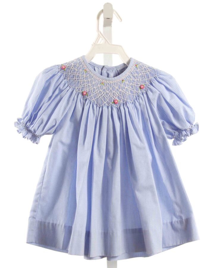 REMEMBER NGUYEN  LT BLUE  GINGHAM SMOCKED SHIRT-SS