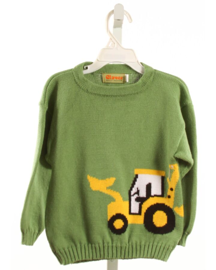 CLAVER  GREEN   EMBROIDERED SWEATER