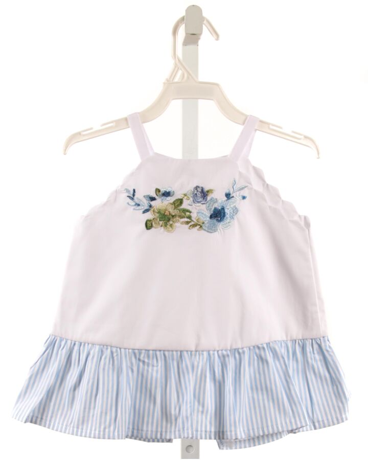 MUD PIE  WHITE  FLORAL EMBROIDERED SLEEVELESS SHIRT