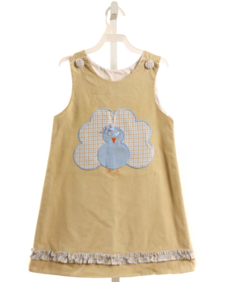 SHRIMP & GRITS  IVORY CORDUROY  APPLIQUED DRESS WITH RUFFLE
