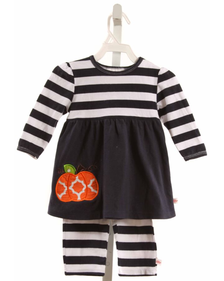 LOLLY WOLLY DOODLE  NAVY  STRIPED APPLIQUED 2-PIECE OUTFIT