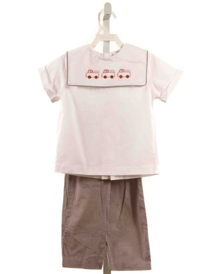BAILEY BOYS  BROWN  GINGHAM EMBROIDERED 2-PIECE OUTFIT