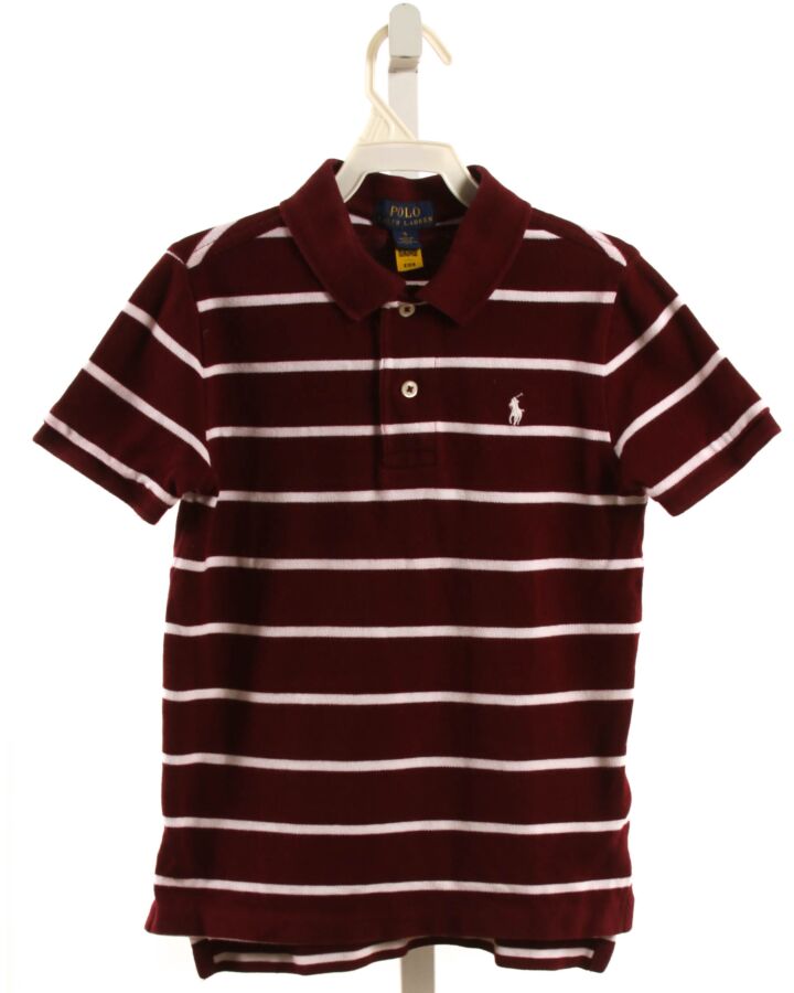POLO BY RALPH LAUREN  MAROON  STRIPED  KNIT SS SHIRT