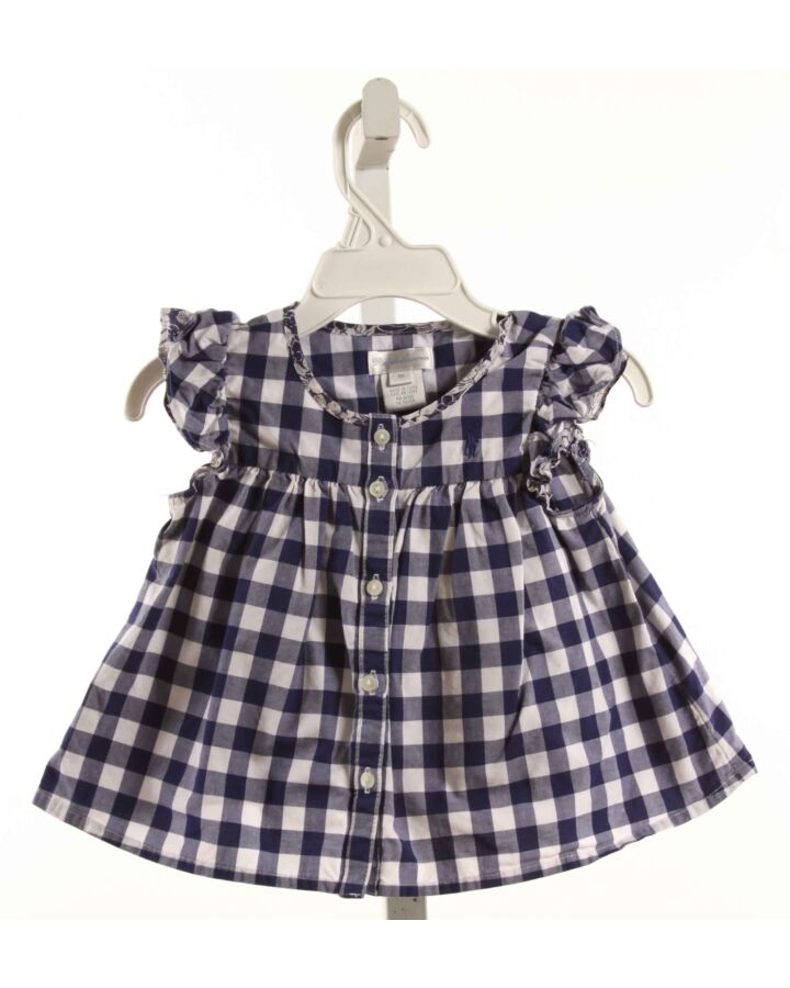 RALPH LAUREN  NAVY  GINGHAM  SLEEVELESS SHIRT