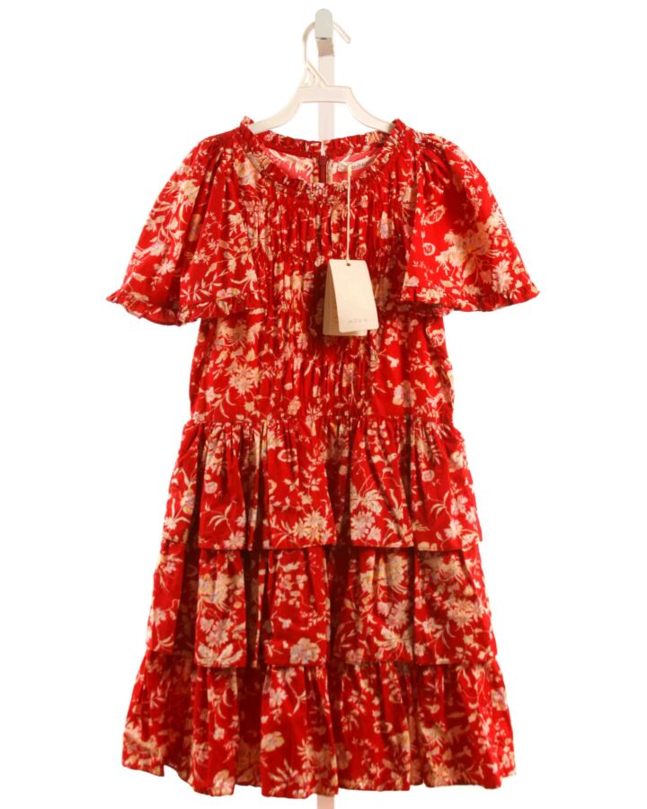 DOEN  RED  FLORAL  DRESS WITH RUFFLE
