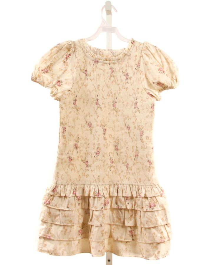 LOVESHACKFANCY  IVORY  FLORAL SMOCKED DRESS WITH RUFFLE