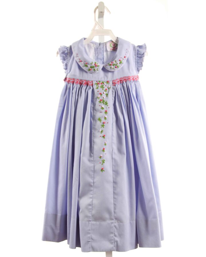 SMOCKED THREADS CECIL & LOU  BLUE  FLORAL EMBROIDERED DRESS