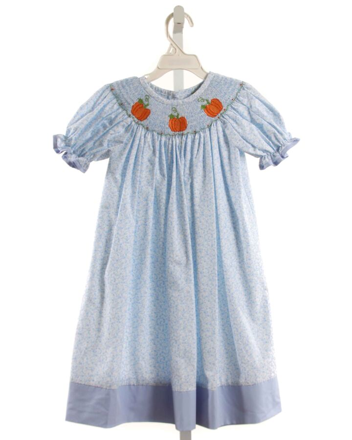 CLASSIC WHIMSY  LT BLUE  FLORAL SMOCKED DRESS