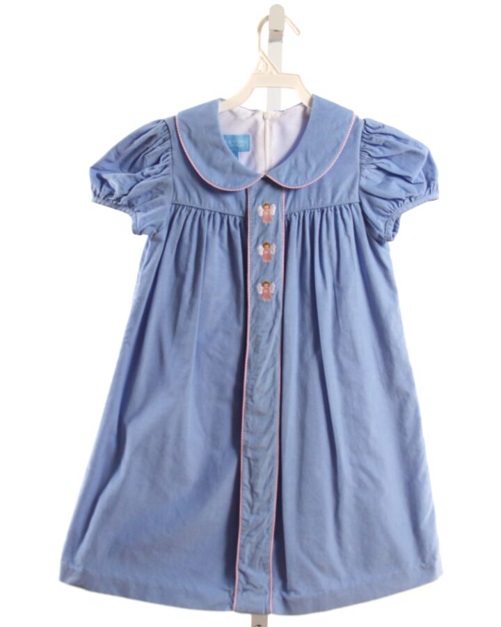 ANAVINI  BLUE CORDUROY  EMBROIDERED DRESS