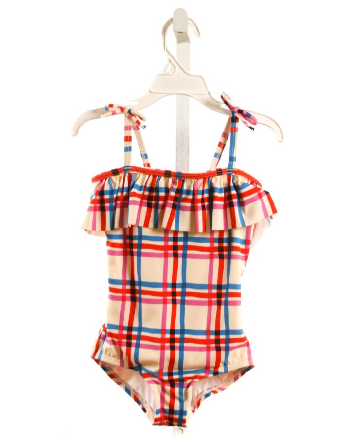 HANNA ANDERSSON  MULTI-COLOR  PLAID  1-PIECE SWIMSUIT WITH RUFFLE