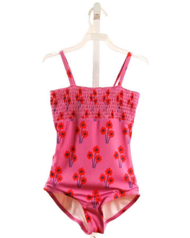HANNA ANDERSSON  HOT PINK  FLORAL SMOCKED 1-PIECE SWIMSUIT