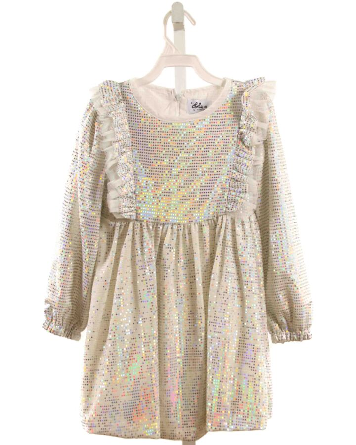 LOLA + THE BOYS  SILVER    PARTY DRESS WITH TULLE