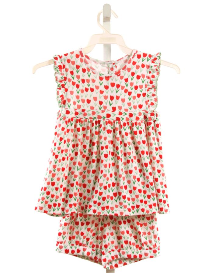 EYELET & IVY  RED  FLORAL  2-PIECE OUTFIT WITH PICOT STITCHING