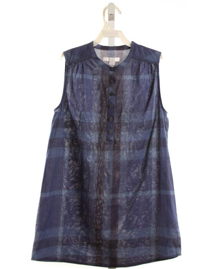 BURBERRY  NAVY  PLAID  SLEEVELESS SHIRT