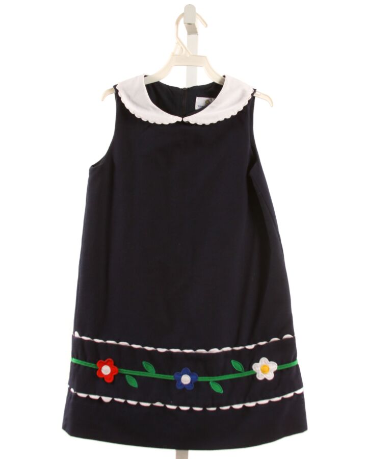 FLORENCE EISEMAN  NAVY PIQUE FLORAL APPLIQUED DRESS