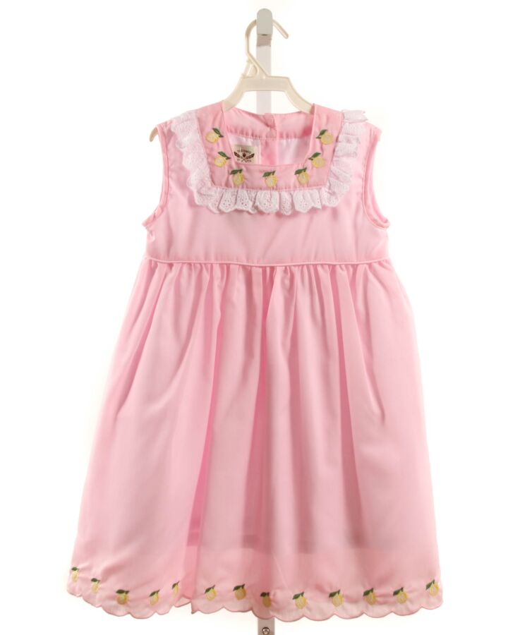 THE OAKS APPAREL   PINK   EMBROIDERED DRESS WITH EYELET TRIM
