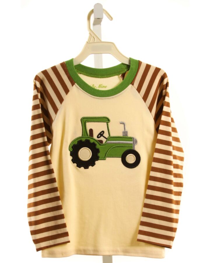 BE MINE  PALE YELLOW  STRIPED APPLIQUED KNIT LS SHIRT