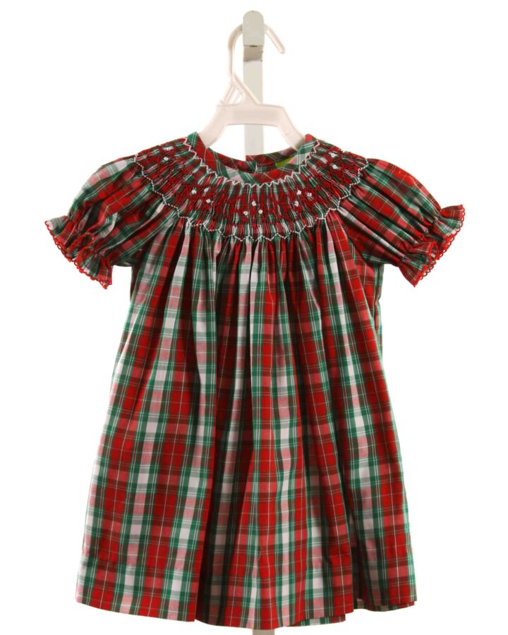 CLASSIC WHIMSY  RED  PLAID SMOCKED DRESS