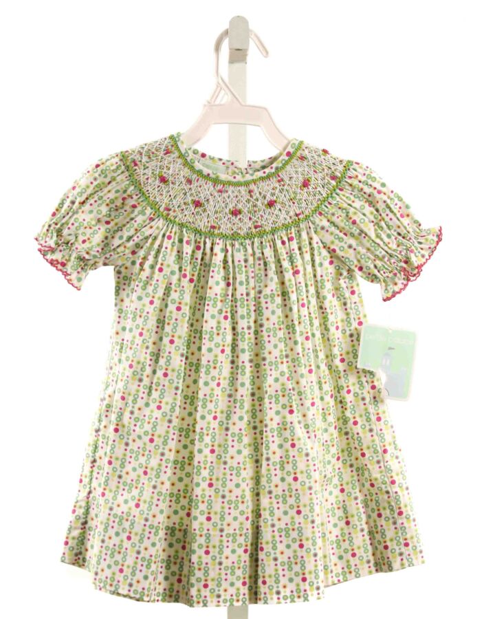 PETITE PALACE  GREEN  POLKA DOT SMOCKED DRESS