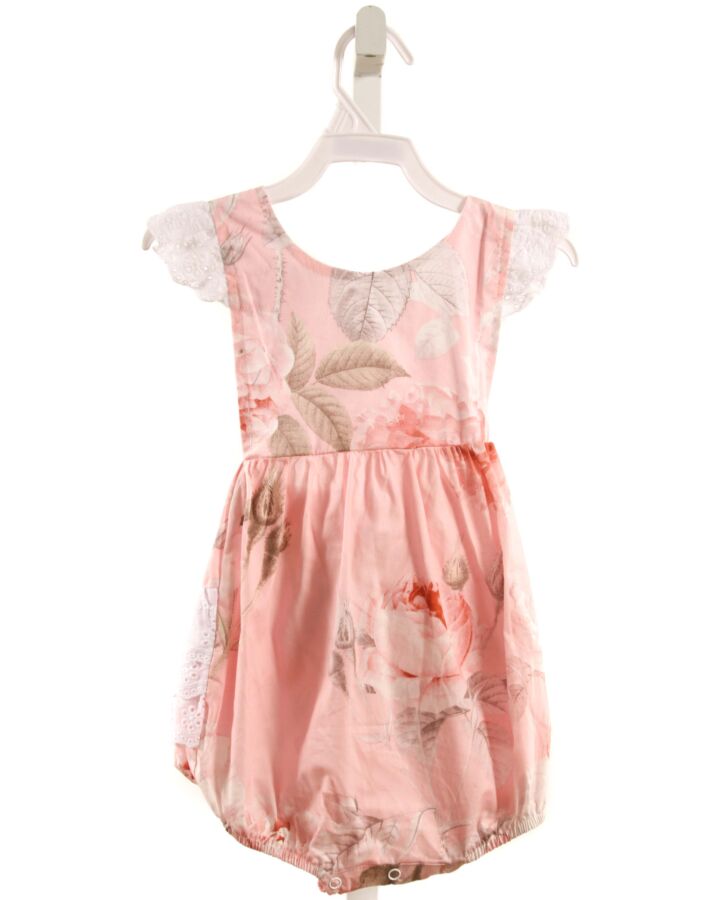 LIL CACTUS  PINK  FLORAL  BUBBLE WITH EYELET TRIM