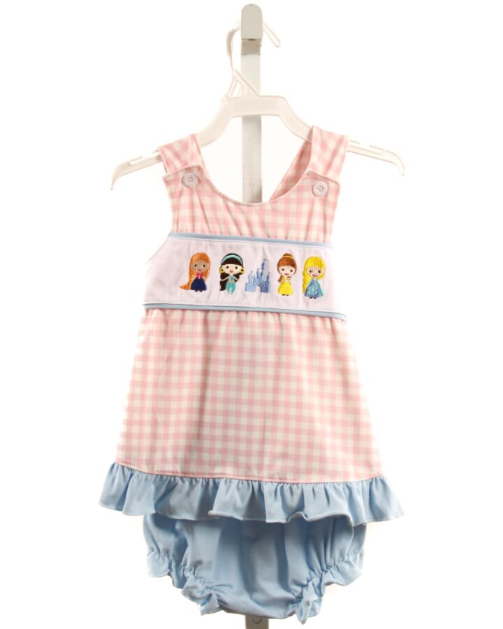 ABBY & EVIE  LT PINK  GINGHAM EMBROIDERED 2-PIECE OUTFIT