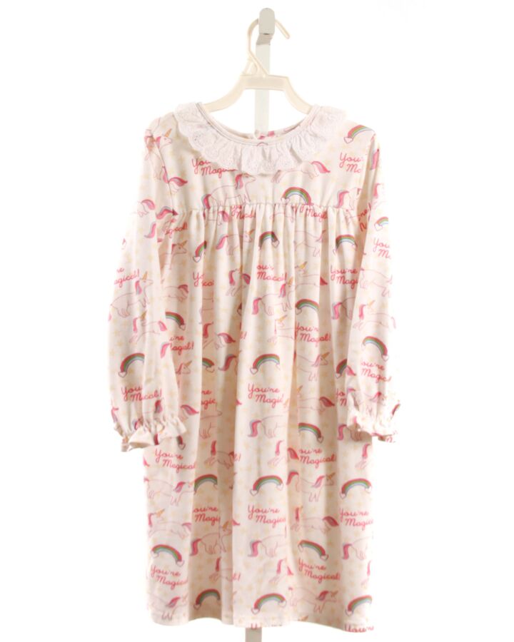 GRACE & JAMES  HOT PINK  PRINT  KNIT DRESS WITH EYELET TRIM