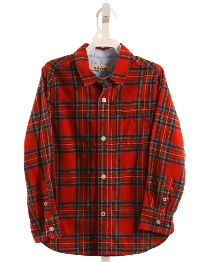 MINI BODEN  RED FLANNEL PLAID  DRESS SHIRT