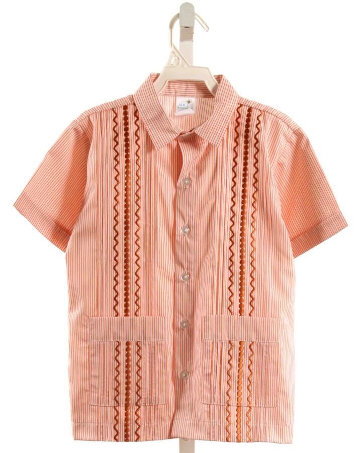 SIX HONEYBEES  ORANGE  STRIPED EMBROIDERED DRESS SHIRT