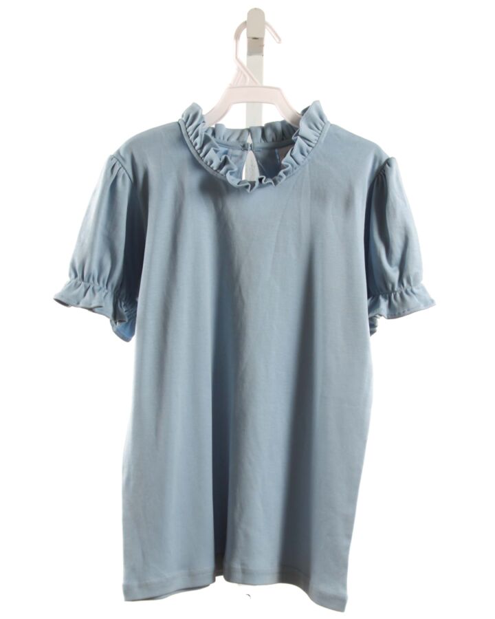 THE YELLOW LAMB  BLUE    KNIT SS SHIRT WITH RUFFLE