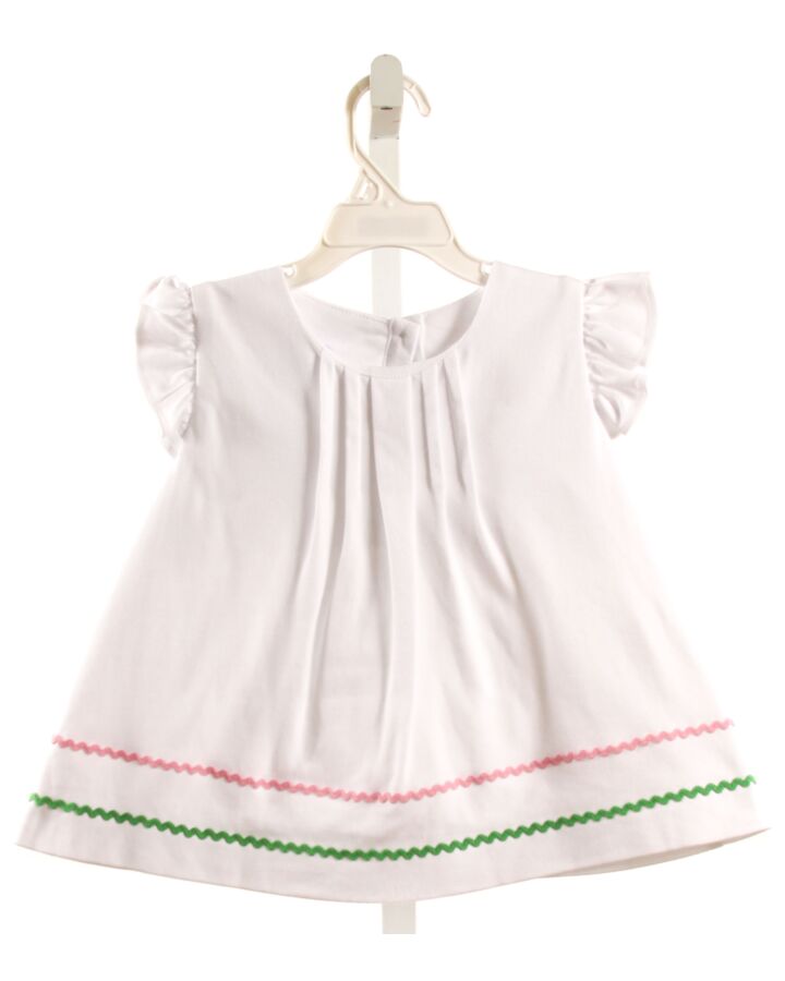 LITTLE ENGLISH  WHITE    SLEEVELESS SHIRT WITH RIC RAC