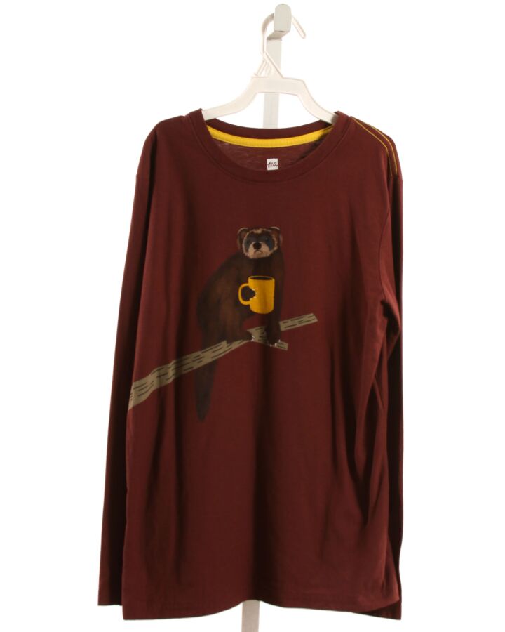 TEA  MAROON   PRINTED DESIGN KNIT LS SHIRT