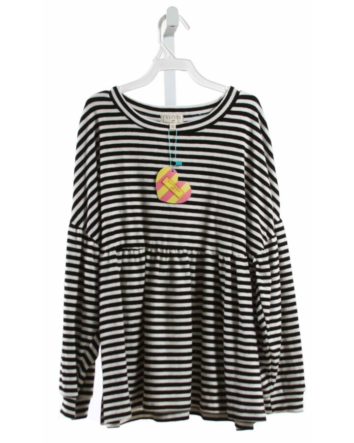 HAYDEN GIRLS  BLACK  STRIPED  KNIT LS SHIRT