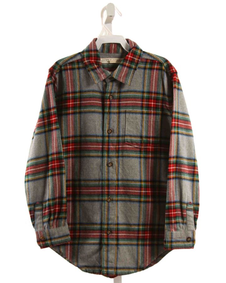 HOPE & HENRY  GRAY FLANNEL   DRESS SHIRT