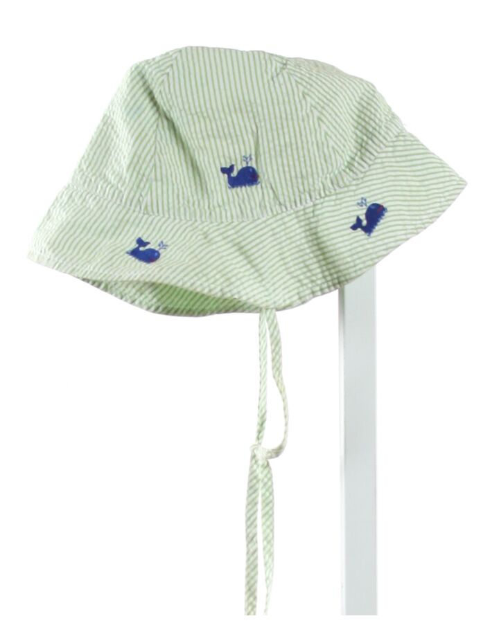 BELLA BLISS  GREEN SEERSUCKER STRIPED  HAT