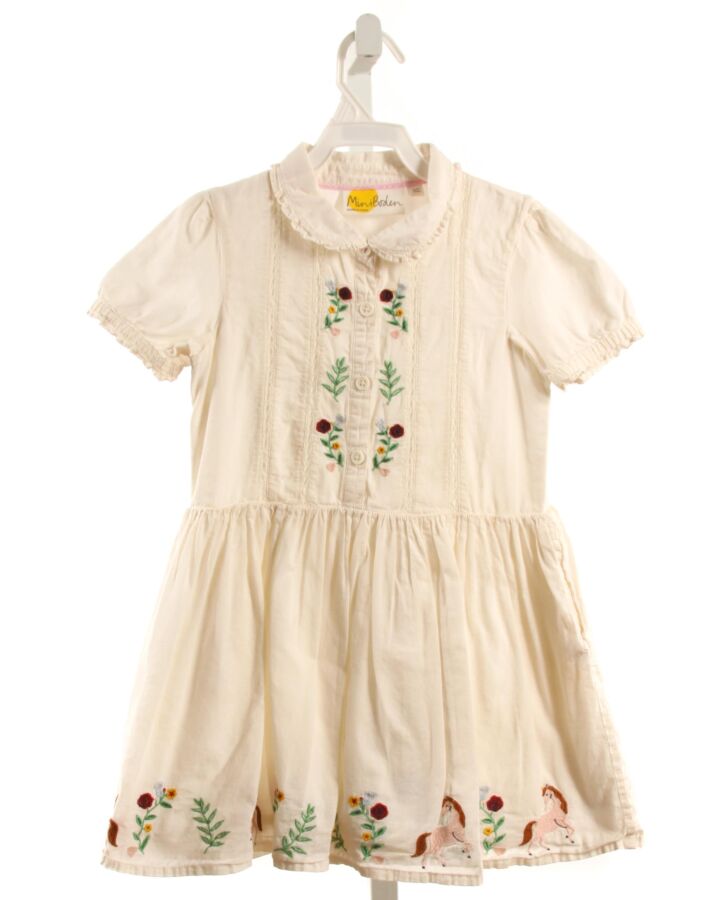 MINI BODEN  OFF-WHITE  FLORAL EMBROIDERED DRESS