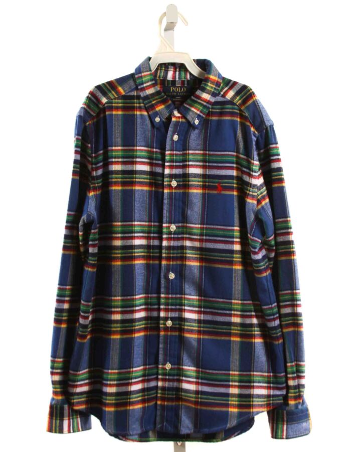 POLO BY RALPH LAUREN  BLUE FLANNEL PLAID  DRESS SHIRT