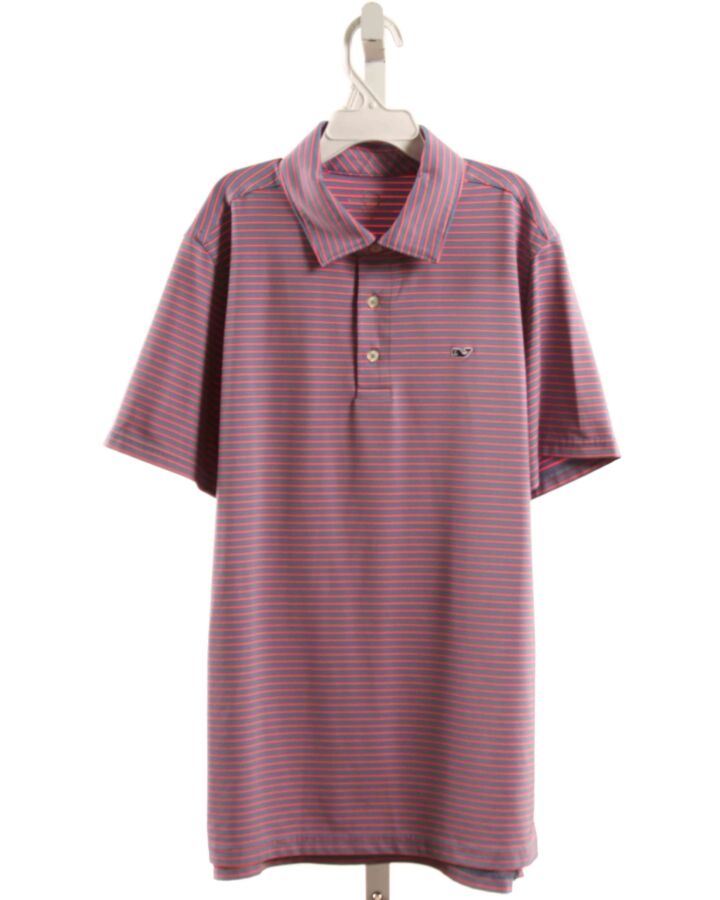 VINEYARD VINES  HOT PINK  STRIPED  KNIT SS SHIRT