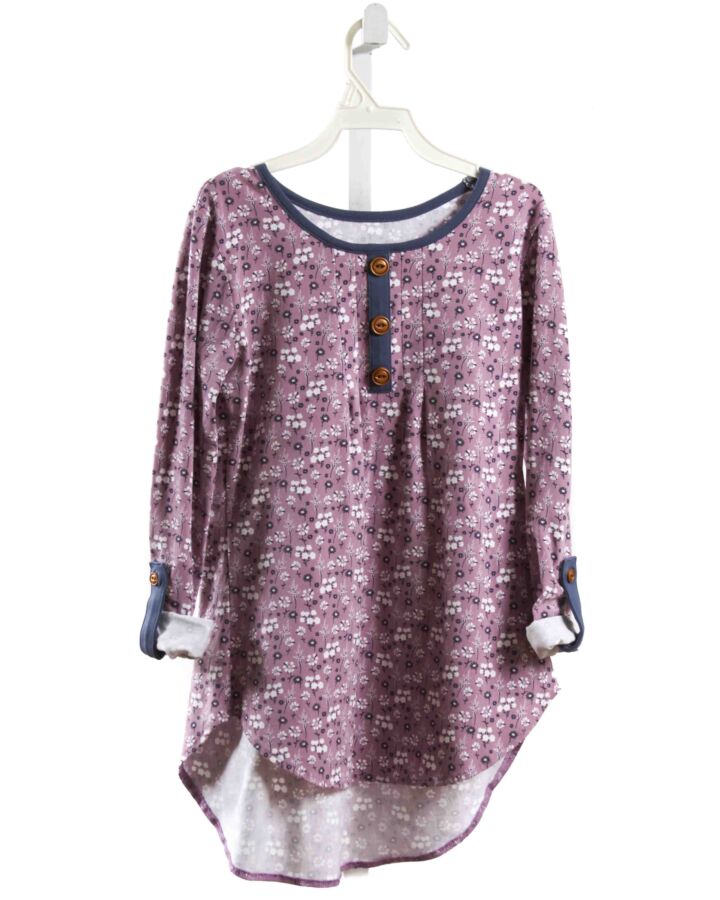 SERENDIPITY  PURPLE KNIT FLORAL  KNIT LS SHIRT