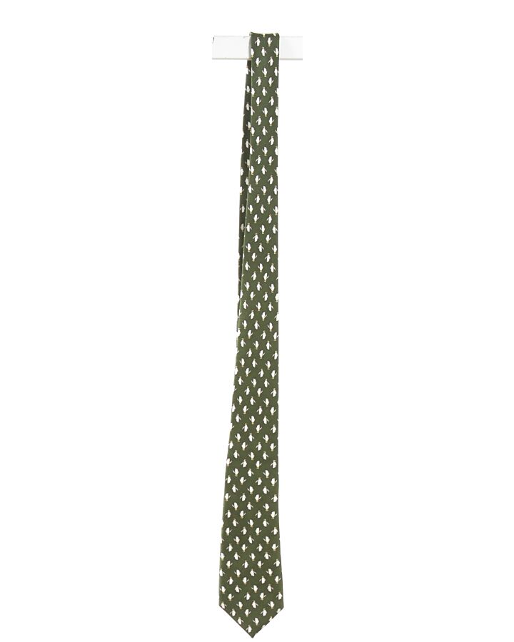 CREWCUTS  GREEN   PRINTED DESIGN TIE