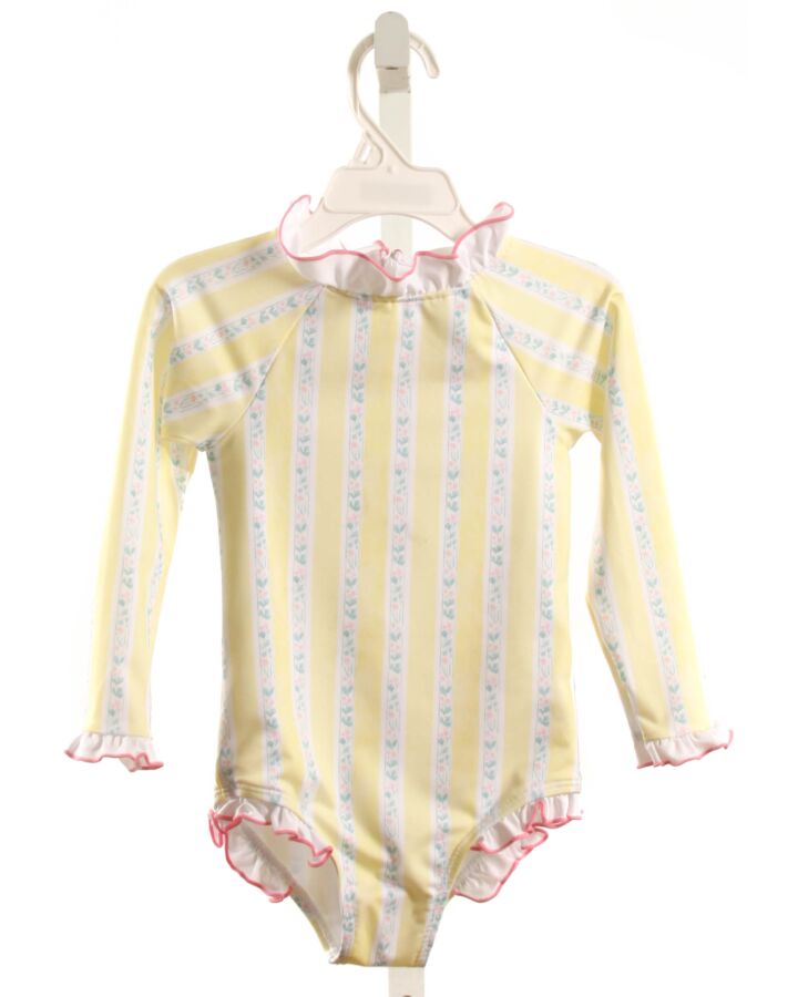 EDGEHILL COLLECTION  YELLOW  FLORAL  1-PIECE SWIMSUIT WITH RUFFLE