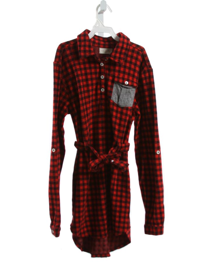 MIKI MIETTE  RED  GINGHAM  KNIT DRESS