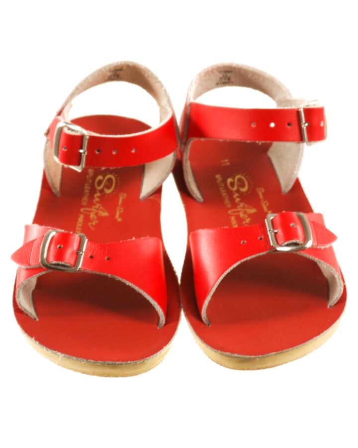 SUN SANS/ SALTWATER SANDALS RED SANDALS  *EUC SIZE TODDLER 11